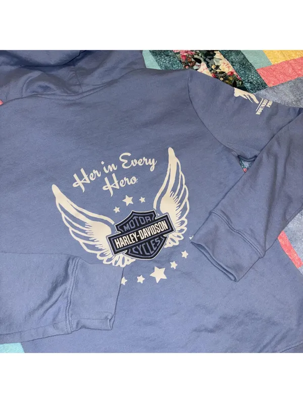 Harley-Davidson Wounded Warrior Project Woman’s Small Blue Hoodie Sweatshirt - Image 3