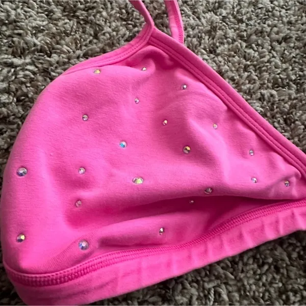 NWT (C4)?SKIMS Outdoor Rhinestones Skimpy Triangle Bralette In Taffy Pink 4x - Image 6