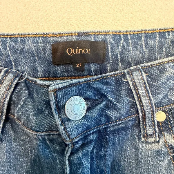 Quince Stretch Bella Stretch Barrel Jeans Atlantic Blue Organic Cotton Size 27 - Image 4