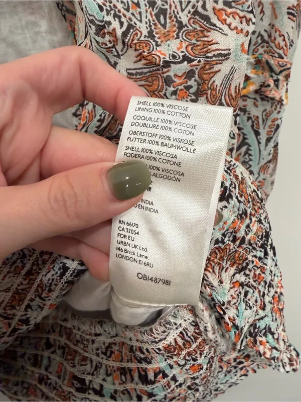Anthropologie Paisley Ruffle Smocked Waist Blouse Small Multi-Color OB1487981 - Image 3