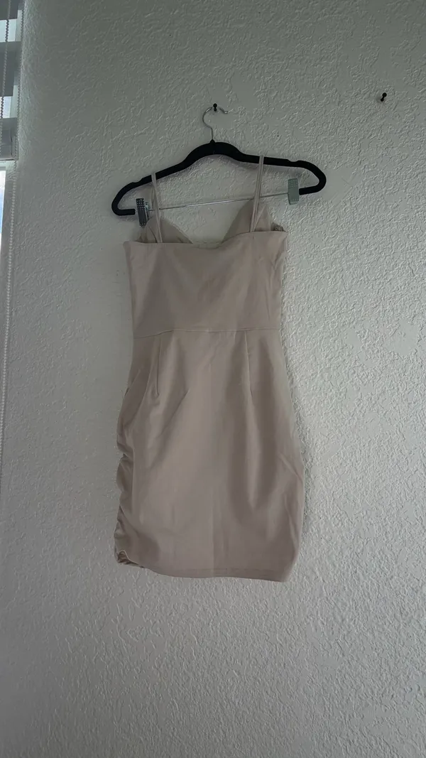 NWT PrettyLittleThing Stone Stretch Woven Pleated Tie Bust Bodycon Dress - Size US 2 - Image 10