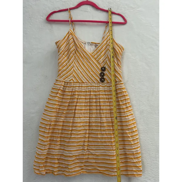 Altar'd State Yellow‎ White Striped Mini Dress Sleeveless Button Detail Large - Image 3