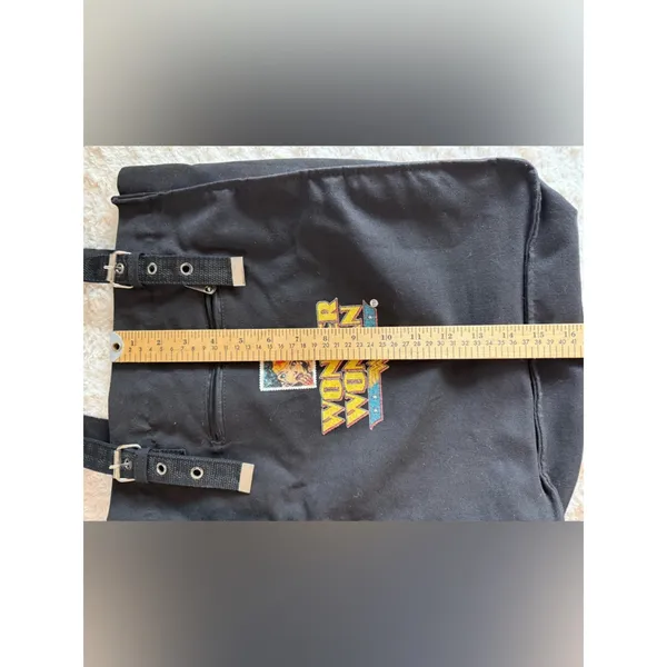 Wonder Woman Black Canvas Tote 70’s whimsigoth indie Bag with Logo Patch - Image 6
