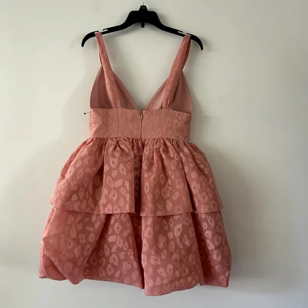 NBD x Revolve Rita Mini Ruffle Leopard Print Tiered Dress Blush Size S - Image 3