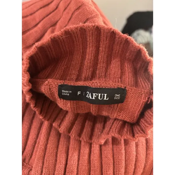 Zaful Sweater Women’s Cropped Mock Neck Ribbed Knit Pullover Stretch One Size - Image 2