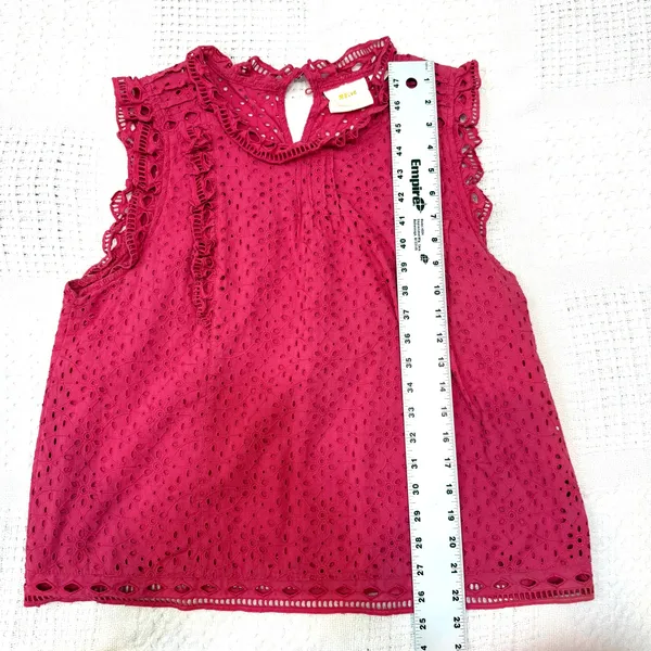 Anthropologie Maeve 14 Tilly eyelet cotton embroidered ruffle lined top TB 3560 - Image 2
