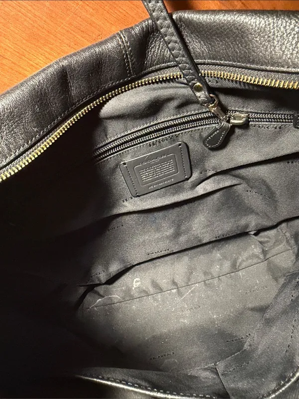 Coach Black Leather Shoulder Hobo Bag - Image 8