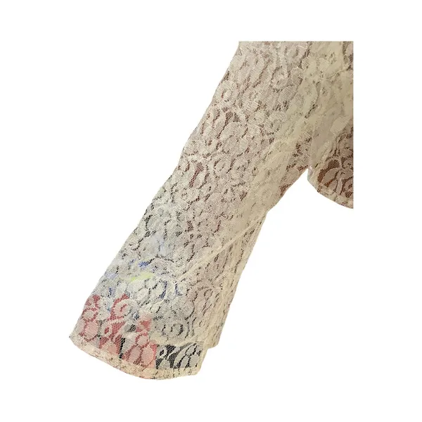 Vintage 80s/90s cropped bolero sheer ivory lace button up cardigan romantic XS/S - Image 5