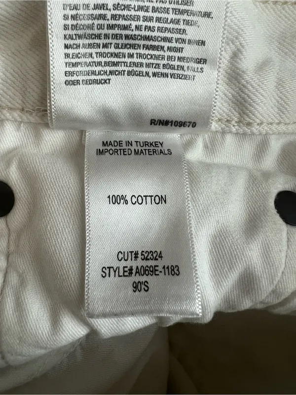AGOLDE Women’s 90’s Straight Leg White Enamel Denim Distressed Button Fly Jeans - Image 6