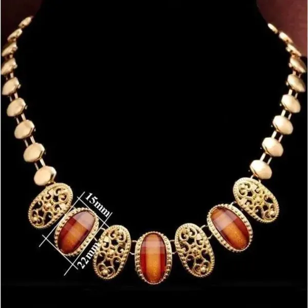 Gold Filigree and Amber Toned Necklace - Image 6