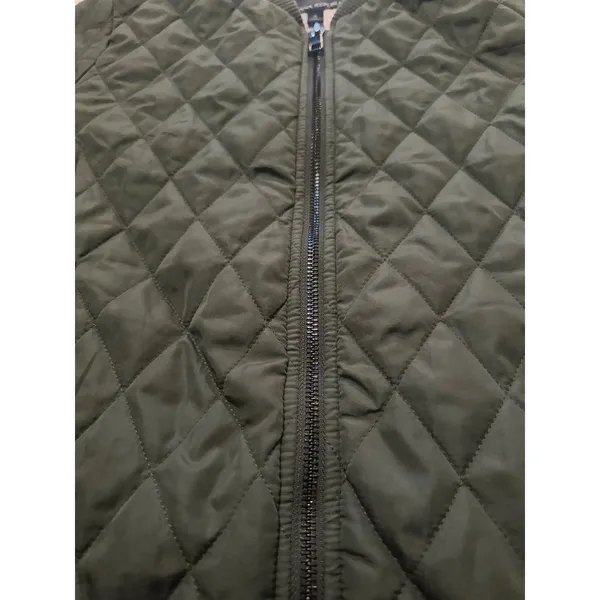 Banana Republic‎ Womens Olive Green Quilted Bomber Jacket Small Full Zip - Image 3