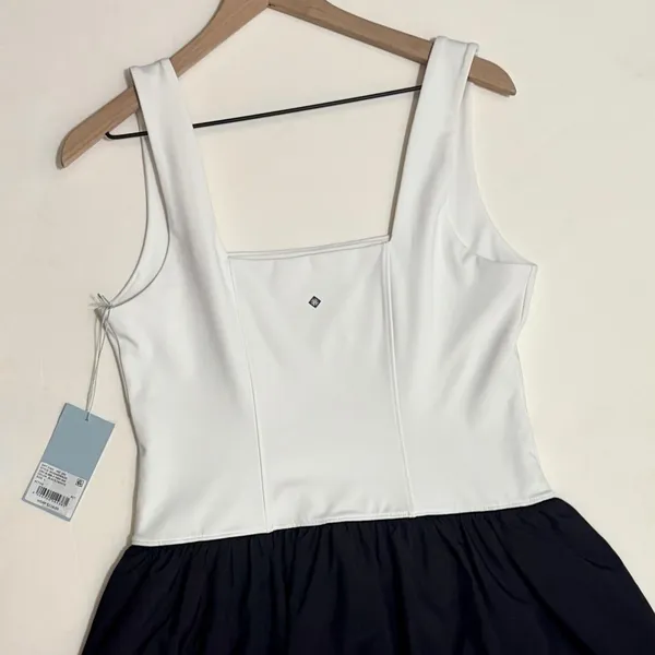 NWT!! ANTONIO MELANI Active Two Tone Bubble Hem Dress Mini Black White Large - Image 8