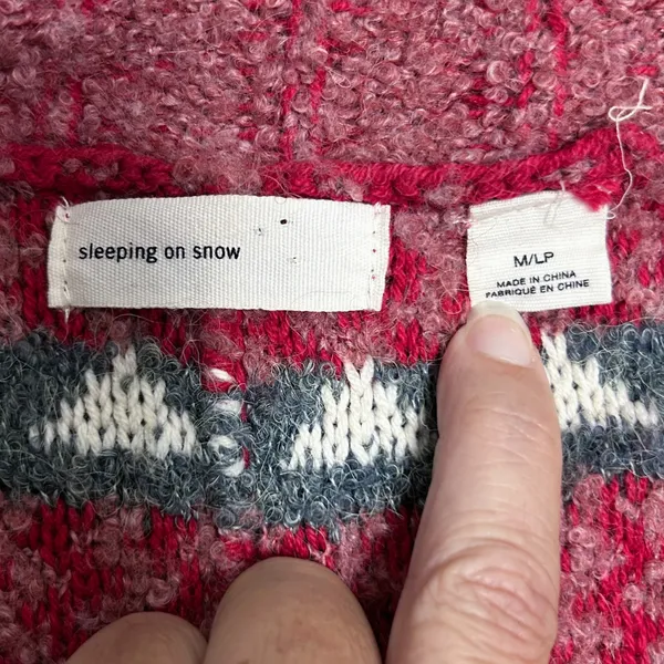 Anthropologie Sleeping On Snow Red Ivory Quillins Jacquard Open Vest Duster M/LP - Image 6
