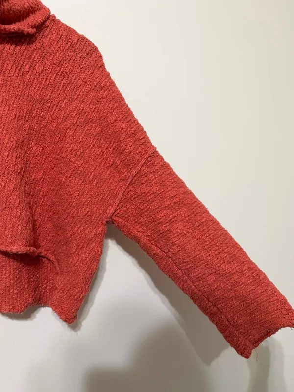 Free People Big Easy Cowl Neck Sweater Small Oversized Burnt Orange Fall EUC - Image 5