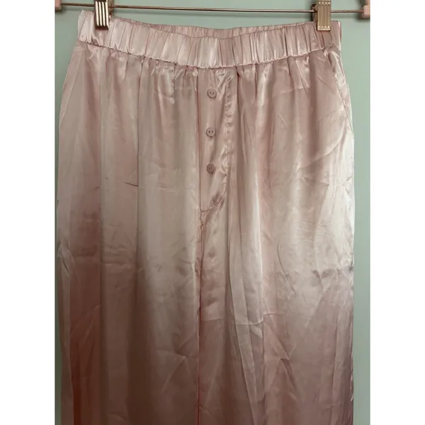 Daily Drills Resort Satin Pants Wide Leg Elastic Waist Light Pink Women's XS/S - Image 3