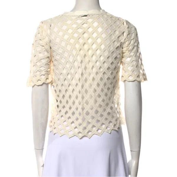 Sandro V-neck pattern lace top - Image 4