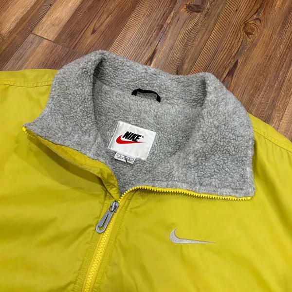 Vintage 90s Nike Sherpa Lined Windbreaker Zip Jacket - Image 2