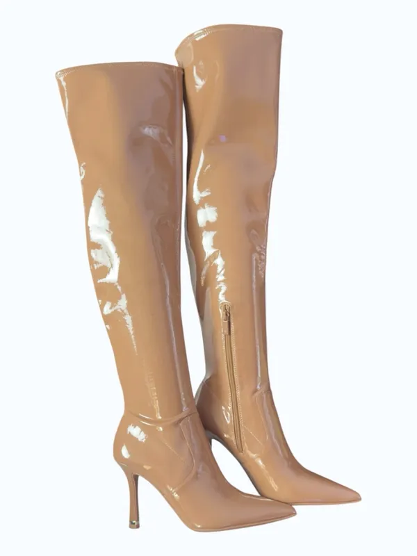 Kenneth Cole Tan Romi OTK Thigh High Over The Knee Stiletto Heel Boot Size 8 - Image 4