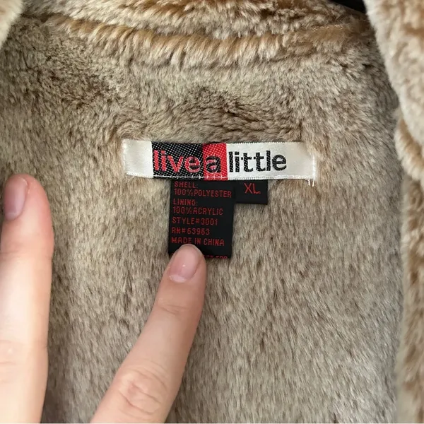 Live A Little Faux Suede Faux Fur Tan Vest Bohemian Casual Western 70s Retro XL - Image 3