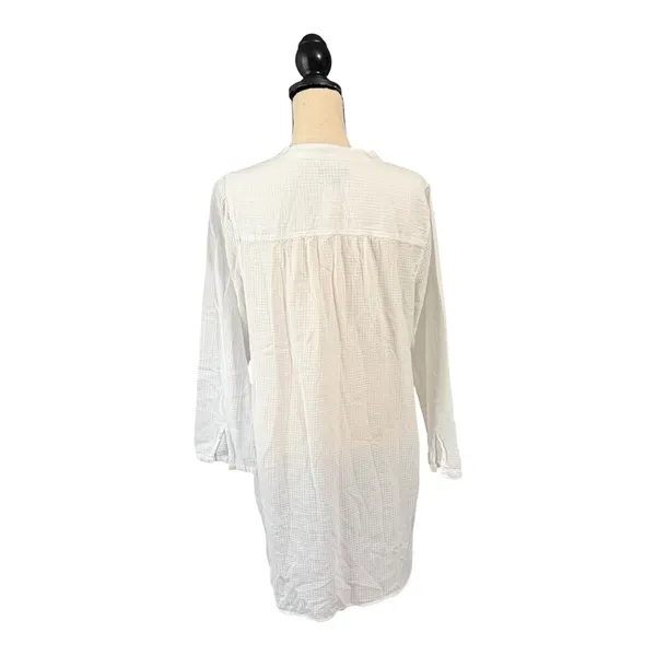 J. Crew Women's White 100% Cotton Gauze Popover Cover-Up Sz M Beachy Casual - Image 4