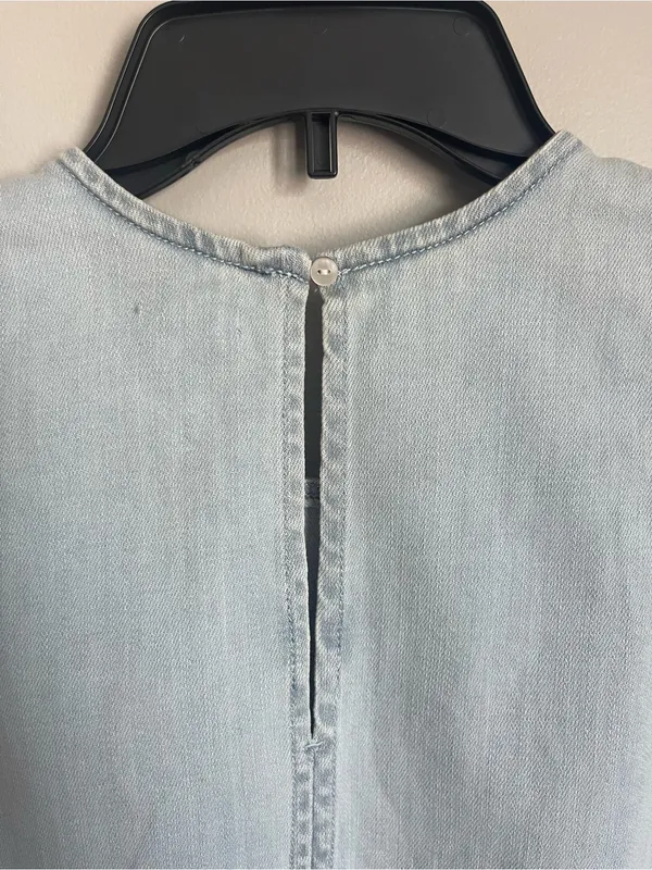 AERIE | Light Wash Denim Tank with Frayed Hem Sz XS - Image 5