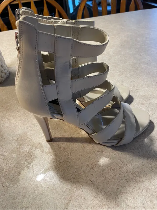 White House Black Market Strappy Open-Toe Heeled Sandals - Cream - Image 6
