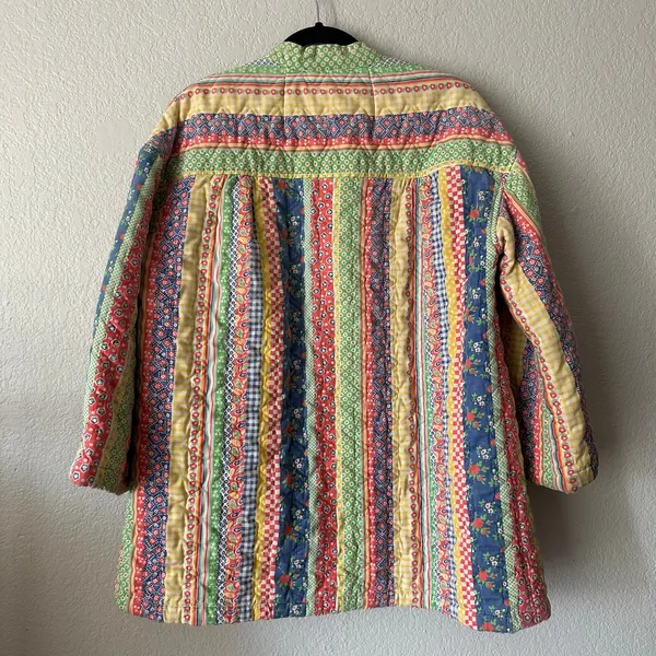 Handmade Quilted Patchwork Open Front 3/4 Sleeve Jacket - Image 7
