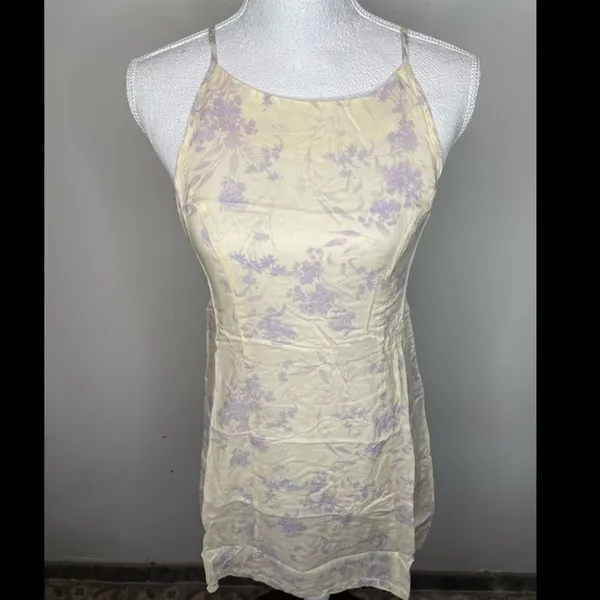 Free People In Control Satin Floral Lace Back Mini Dress NWT M - Image 4