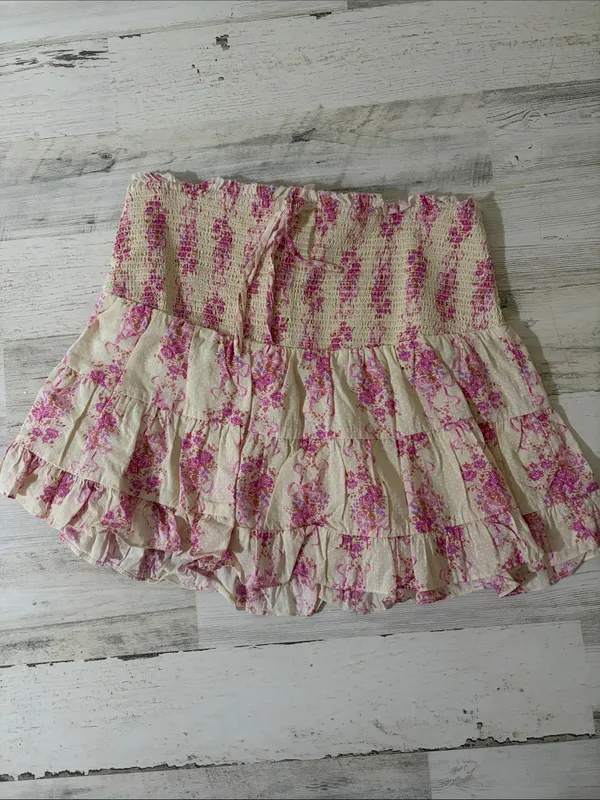 LoveShackFancy Aldana Mini Skirt in French Lilac - Image 3