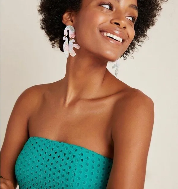 Anthropologie Women’s Lelia Eyelet Midi Dress Turquoise Blue Green Size 0 - Image 2