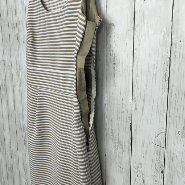 Banana Republic Brown White Striped Midi Dress 10 Sheath Career Workwear Chic - Image 4