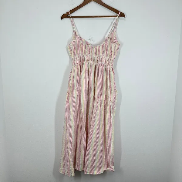 Maison Me Chrissy Dress Striped Rainbow Seersucker Sundress Midi Dress Babymoon - Image 14