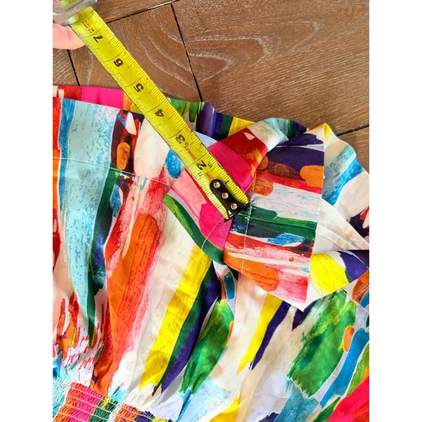 Judith March Smocked Waist Shorts Womens Multi-Color Abstract Small - Image 6
