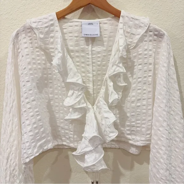 C/meo Collective Distinct Long Sleeve Ruffle Crop Blouse Top Size Small Preowned - Image 6