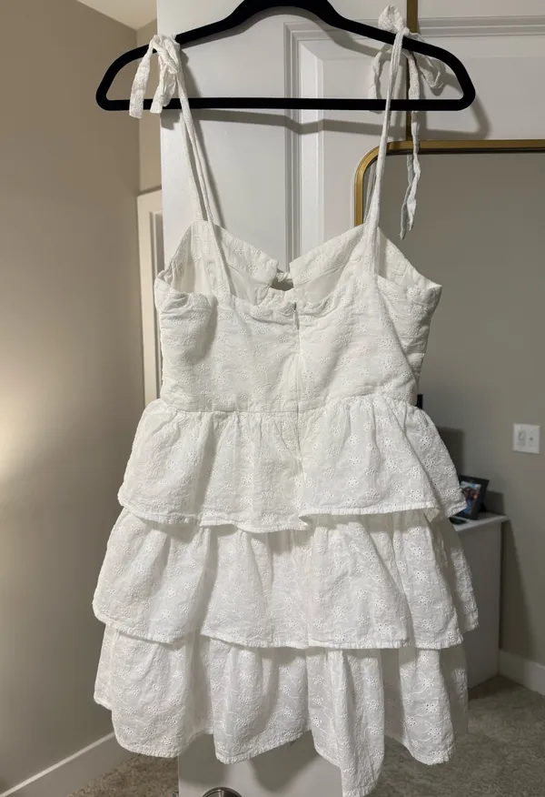 Petal & Pup Celeste Embroidered Eyelet Cotton Ruffle Mini Dress - Image 4