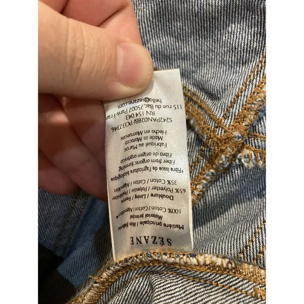 Women's Sezane Denim Wide Leg Jeans Dark Wash Blue Size FR 46/US 14-16 (38x32) - Image 6