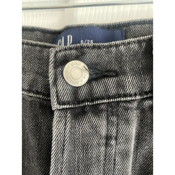 Gap High Rise Denim Shorts Womens Size‎ 6 Black Raw Hem Frayed Faded Cotton - Image 3