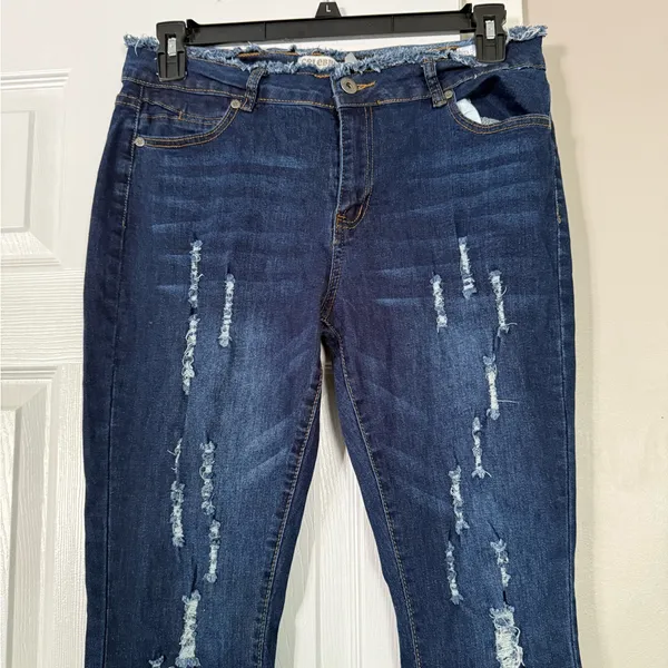 Celebrity Ace Ribbed Y2K Denim Jeans Bell Bottom Flare - Image 6