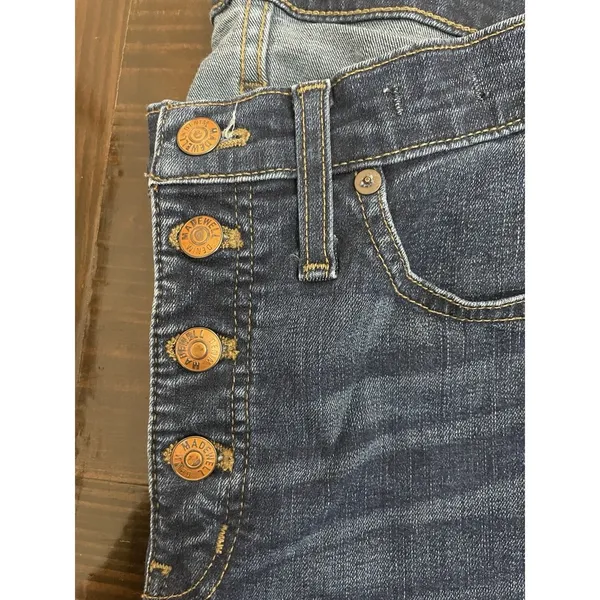 Madewell Jeans Womens 28T Blue 9" Highrise Skinny Raw Hem Button Fly Fade - Image 2