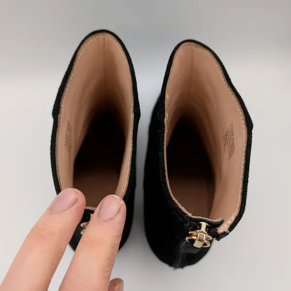 J.Crew Sadie Black Suede‎ Block Heel Ankle Boots K0055 Round Toe Womens 8.5 - Image 6