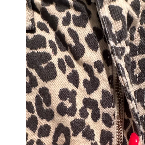 Zara Leopard Print Straight Leg Jeans Tan Black Animal‎ Print Womens 0 - Image 5