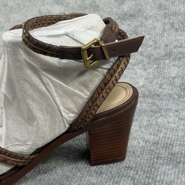 Giani Bernini Size-8.5M Renaee Women's Brown Woven Block Heel Sandals - Image 4