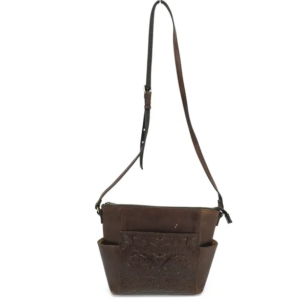 Patricia Nash Aveley Crossbody Bag Brown Tooled Floral Leather‎ Purse Boho - Image 4
