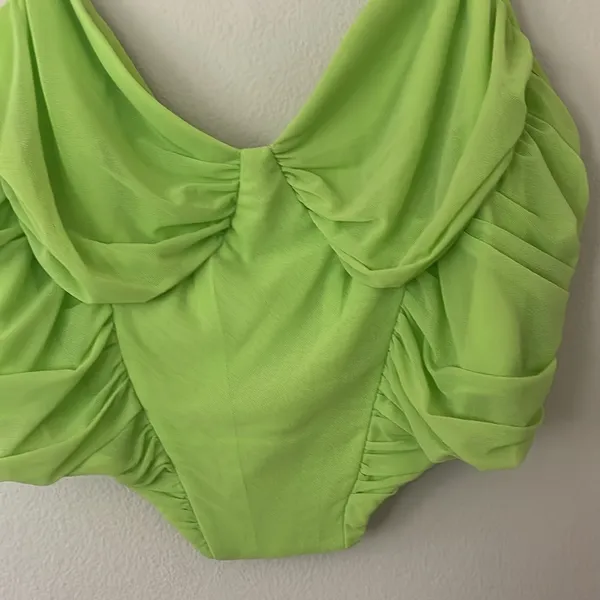 NEW Lime Green Ruched Crop Top Size 2X - Image 5