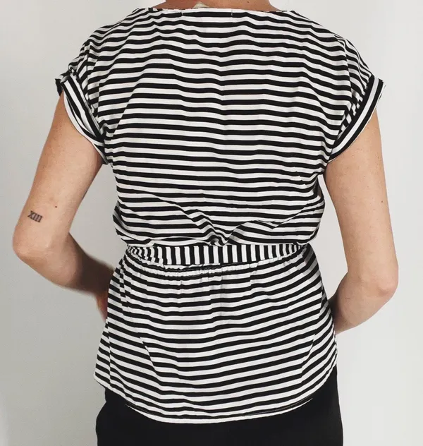 Factory Black and White Short Sleeve Blouse Size XS - Image 2