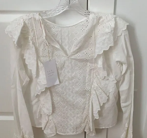 ZARA White Eyelet Top - Image 2