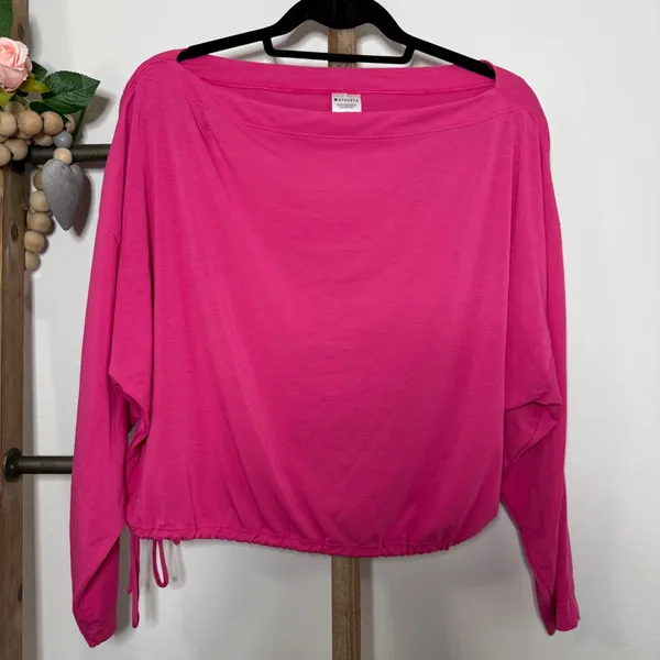 Athleta Pink Long Sleeve Cinched Tie Athletic Shirt Size Small‎ - Image 3