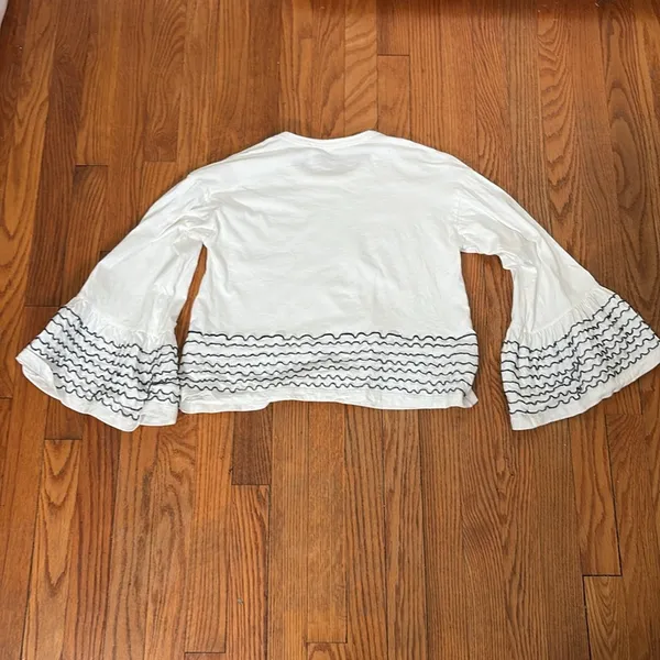 See by Chloe Embroidered Bell Sleeve‎ Boxy Top snow white size Small - Image 3