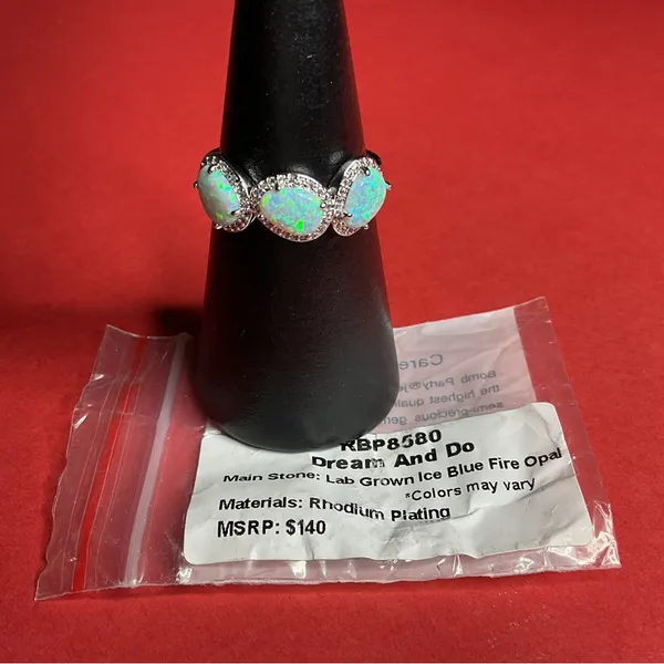 Bomb Party RBP8580 “Dream And Do” Lab Grown Opal on Rhodium Size 10 Ring NWT - Image 4