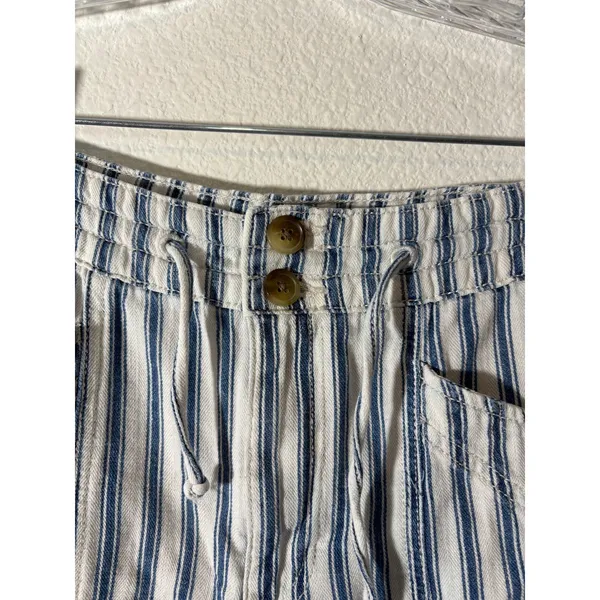American Eagle Outfitters Women's Size 4 Blue White Striped Pants Tapered Crop - Image 5